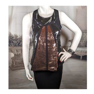 UNDER SKIES Sequin Black Bronze Tank Top Women's Size Small Sleeveless
